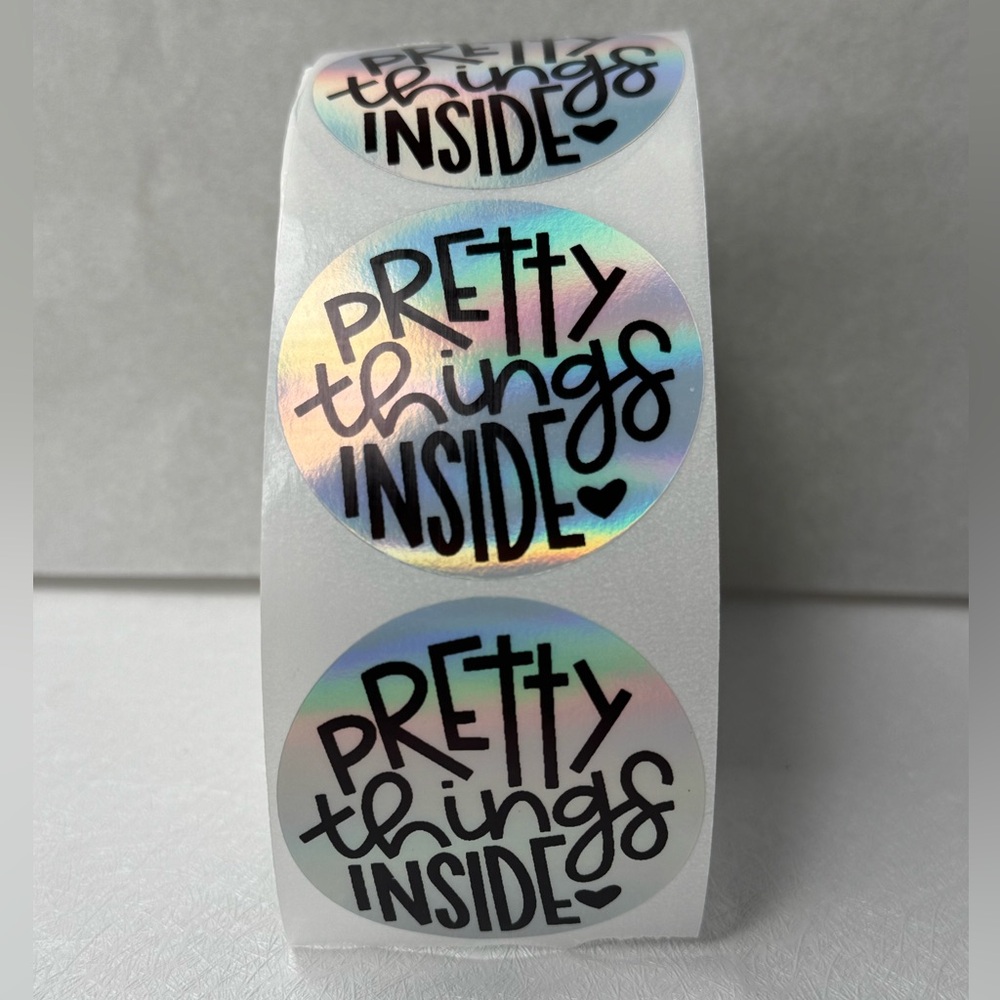 Pretty things inside sticker for small business | thank you sticker 2 inch round - Picture 2 of 7